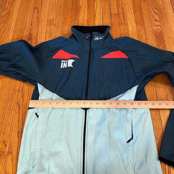 Podium Wear Jacket Adult Small Zip Performance Green Gray Running Coat - Picture 4 of 7